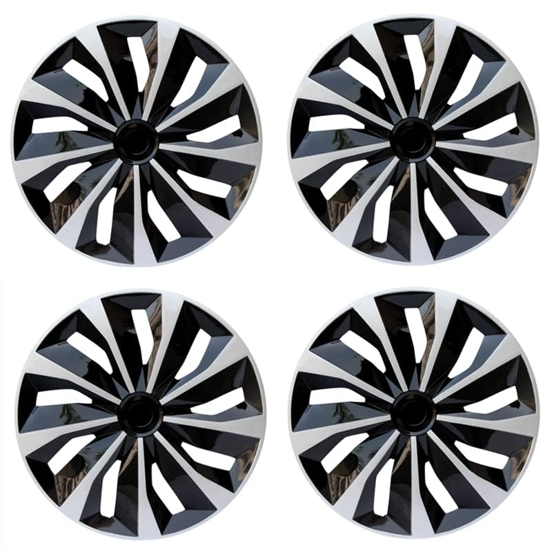 Hubcap Wheel Cover Replacement R15 Hub Caps Universal Wheel Rim Cover ABS Material Exterior Accessories for Car Trunk SUV -Set of 4 (15-Inch, Silver-Black)