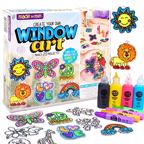 Made By Me Create Your Own Window Art, Paint Your Own DIY Suncatchers, Makes 20 Projects, Includes 12 Suncatchers, 12 Suction Cups, 8 Peelable Window Paints, Suncatcher Kits for Kids