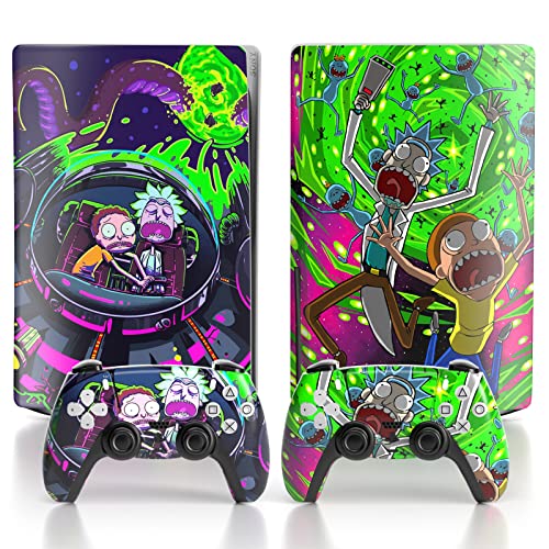 TESSGO PS 5 Skin Disc Edition Anime Console and Controller Vinyl Sticker, Durable, Scratch Resistant, No Bubble, Precisely Line Up, Compatible with Play S tation 5