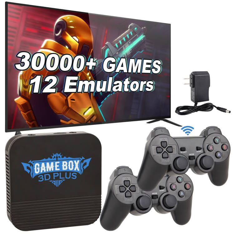 Wireless Retro Game Stick, HDMI 4K TV Input, Built in 30000+ 3D Classic Retro Games with Dual 2.4G Wireless Controllers