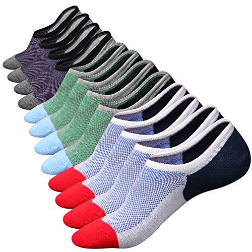 Mottee&Zconia Mens No Show Socks Low Cut Ankle Durable Anti-Slip 6 Pairs Casual Invisible Sock Plus Size12-14