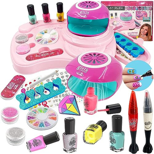 Combaybe Kids Nail Polish Set for Girls - Girls Toys 8-10 - Nail Kit for Girls Ages 7-12 with Non toxic Nail Polish Kids Nail kit Girl Stuff for Spa Manicures, Idea Birthday Gift for Girls 8 9 10 12