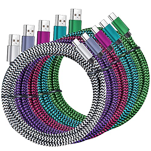 QQLIKE USB Type c Cable, 5 Pack (6FT) Nylon Braided 3A Fast Charging Cord for Samsung Galaxy S9 S8 Note 9 Note 8 Galaxy Note 20 10 S21 S20 S10 Plus