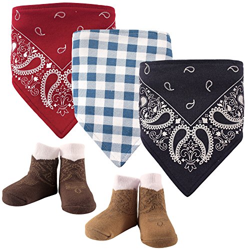 Hudson Baby Unisex Baby Cotton Bib and Sock Set, Cowboy, One Size