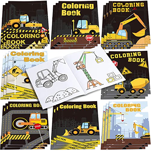 24 Pieces Construction Trucks Coloring Book Construction Birthday Party Favors Construction Coloring Book Including Dump Trucks Diggers Cranes Tractors for Kids Home Party Supplies School Activity