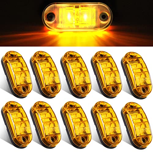 10 Pcs 2.5 Inch LED Trailer Lights 2 Diode Waterproof LED Trailer Side Marker Lights Oval Signal Running Lights For Truck Boat RV (Amber)