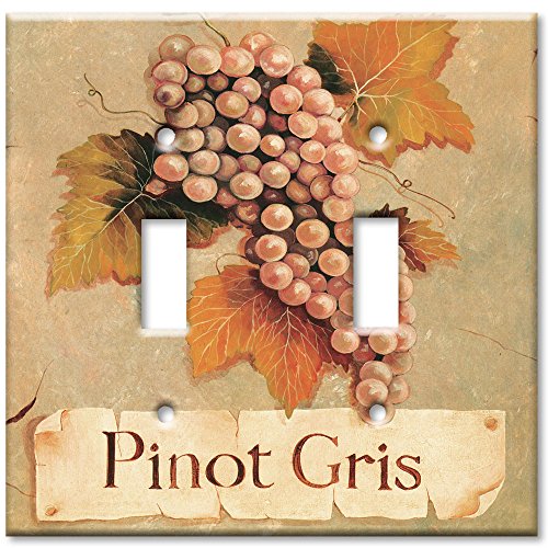 Art Plates - Double Gang Toggle OVERSIZE Switch Plate - OVER SIZE Decorative Metal Wall Plate - Pinot Gris - (Made in USA)
