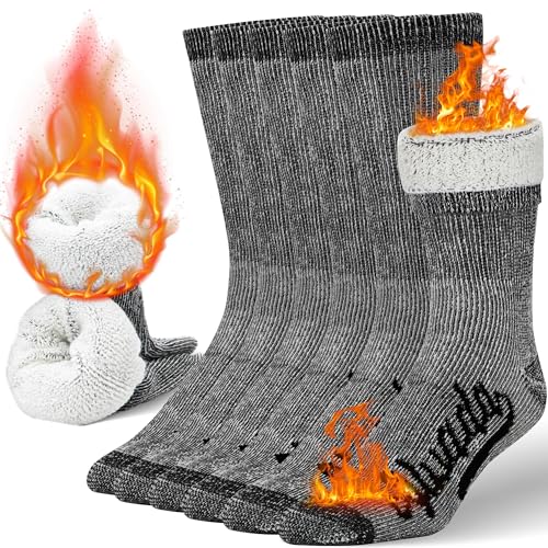 Alvada Merino Wool Hiking Socks Thermal Warm Crew Winter Boot Sock For Men Women 3 Pairs LXL