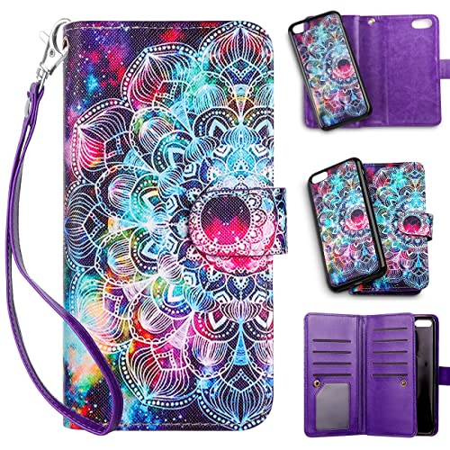 Vofolen 2-in-1 Case for iPhone 6S Plus Case iPhone 6 Plus Wallet Card Holder Detachable Flip Cover Magnetic Folio PU Leather Protective Slim Shell with Wrist Strap for iPhone 6 Plus 6S Plus (Mandala)