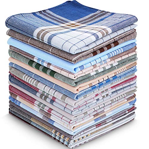 Boao 30 Pieces Men Handkerchief Soft Cotton Pocket Square Multicoloured Hankies for Party Wedding 16 x 16 Inches,15 Colors (Vivid Color)