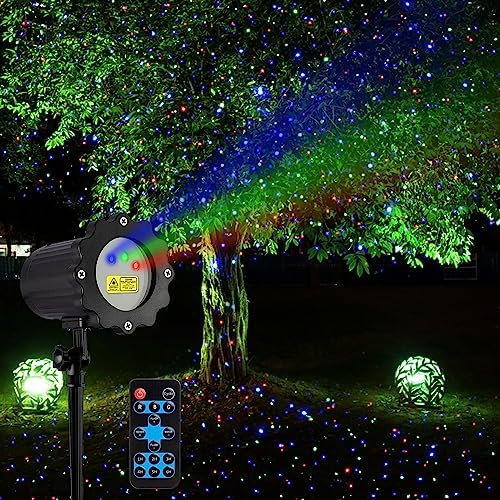 Laser Christmas Projector Lights Outdoor, 3 Color Laser Light Projector, Firefly Lights Show with RF Remote, Waterproof, Indoor Holiday Decoration, Christmas Gift, Wedding, Home Decor, Party, Garden