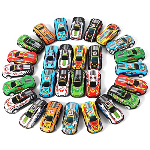 Benzem 28 Pack Pull Back Cars for Kids, Mini Vehicles Toy Bulk Party Favor Race Cars Toys, Goodie Bag Stuffers, Pinata Fillers for Boys Girls Toddlers