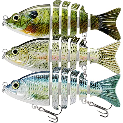 TRUSCEND Fishing Lures for Bass Trout Swimbaits for Bass Fishing Segmented Multi Jointed Swim Baits Slow Sinking Swimming Lures for Freshwater Saltwater Fishing Gear Lure Kit Fishing Gifts Plugs