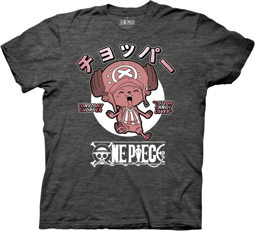 Ripple Junction One Piece Men's Short Sleeve T-Shirt Tony Chopper Cotton Candy Lover Chopper Japanese Anime Charcoal Large