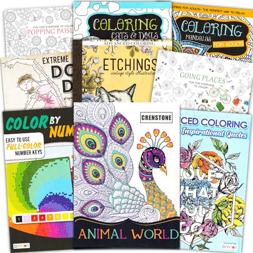 Adult Coloring Book Bundle with 10 Deluxe Coloring Books for Adults and Teens (Over 250 Stress Relieving Patterns).