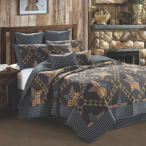 Virah Bella 2 Piece Full/Queen Lodge Quilt Bedding Set - Rustic Country Reversible Comforter Set with Decorative Pillow Shams - Paducah Star