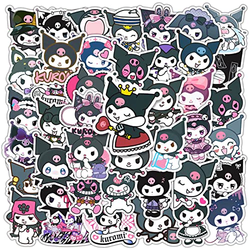 Kuromi Stickers Pack 50Pcs, Cannity Cute Kawaii Stickers for Water Bottles Laptop Scrapbook Journaling Waterproof Vinyl Decals Japanese Anime Stickers for Kids Teens Adults