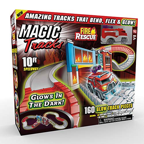 Ontel Magic Tracks Fire Rescue Glow in The Dark Racetrack Set with 10 Feet of Speedway