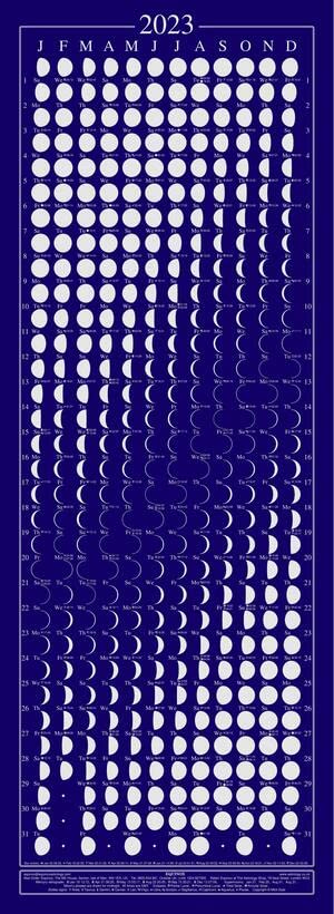 Equinox 2023 Moon Phase Calendar - Lunar Calendar - Moon Calendar - Beautifully Silk Screened