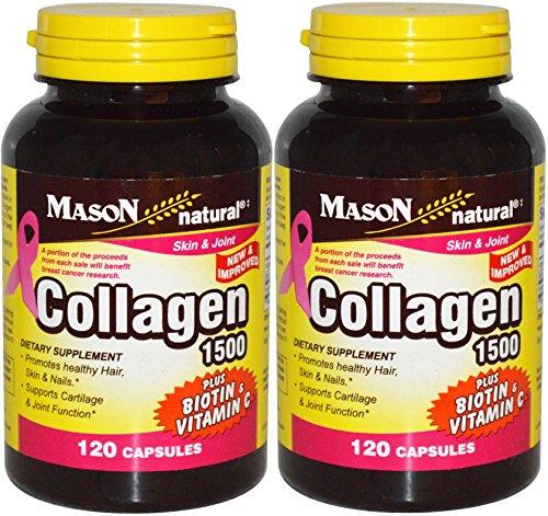 Mason Natural Collagen plus Vitamin C, 1500 mg, 120 Capsules (Pack of 2)