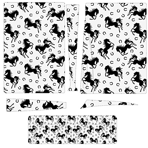 Black Horse and Horseshoe Compatible with PS5 Console Skin and Controller Skins Set Full Skin Sticker Cover Compatible with PS5 Disc Edition