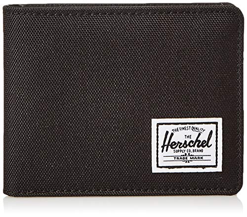 Herschel unisex adult Hank Rfid Bi Fold Wallet, black/black Synthetic Leather, One Size US