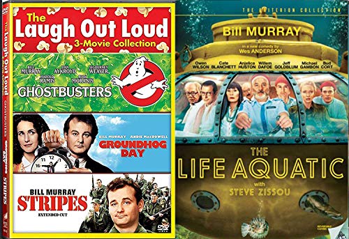 Oceanographer Steve Zissou On the Hunt Life Aquatic Bill Murray Stripes / Groundhog Day / Ghostbusters Laugh out Loud Movie Feature DVD 4 Comedy Set Bundle