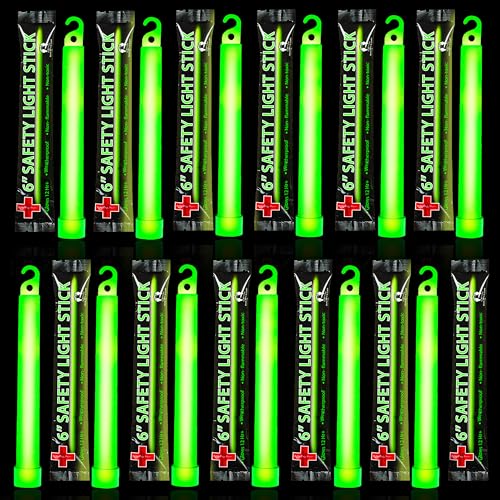 Emergency 10 Ultra Bright Green Glow Sticks - Individual Packed With Lanyard - For Camping Survival - Glow Lights for Blackouts, Hurricane and Storms- 6 Inch Chem Light Sticks with 12 Hour Duration