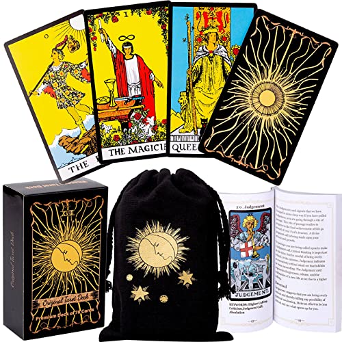 Vitacera Original Tarot Cards Deck with Guidebook & Linen Tarot Bag - Smith Classic Artwork, Traditional Standard Tarot Decks, Durable Tarot Cards Set for Beginners to Advanced