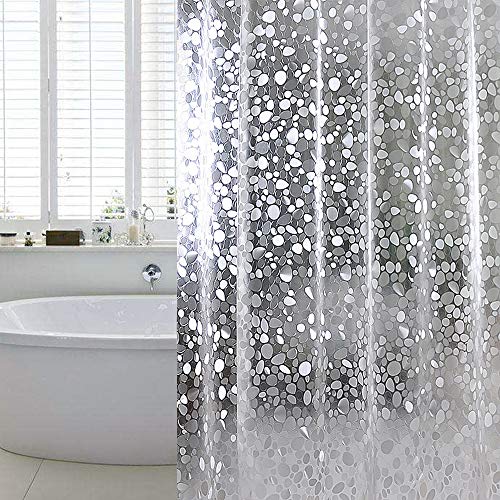 WELTRXE EVA Shower Curtain Water Repellent,No Chemical Smell Liner,No Odor, Chlorine Free Liner,Heavy Duty for Stall, Bathtubs 72 x 72,12 Hooks