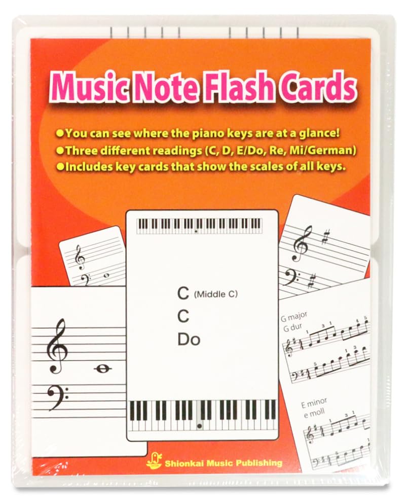 Music Note Flash Cards （88 Note Cards & 12Key Cards）