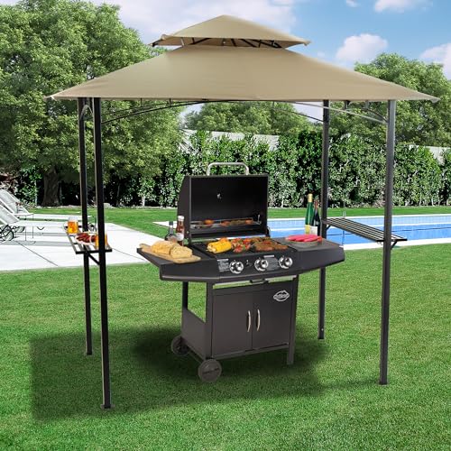 Kozyard Andra Soft Top BBQ Canopy - 8'X5' Outdoor Grill Gazebo Grill Canopy (Tent) with 4pcs Detachable LED Light, Perfect for Barbecue & Grill, Outdoor Canopy