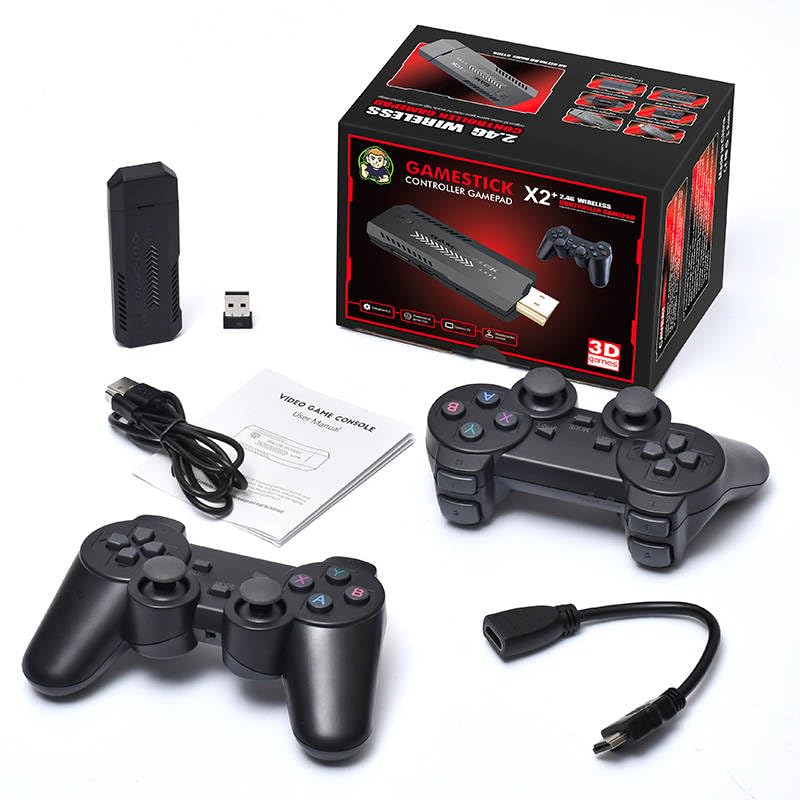 NEW Retro Game Console, Nostalgia Game Stick, Wireless Retro Play, Plug and Play Game Stick Built in 41000+ Games, 4K HDMI Output, 3D games from 40+ Emulators, Dual Controllers, Kids & Adult (128GB)
