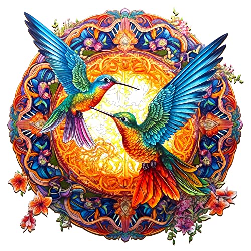 Jigfoxy Wooden Puzzles for Adults, Hummingbird Wooden Jigsaw Puzzles, Unique Animal Shape Puzzles, Christmas Thanksgiving Gifts for Family Friend(XL-19.7 * 19.7in-670psc)