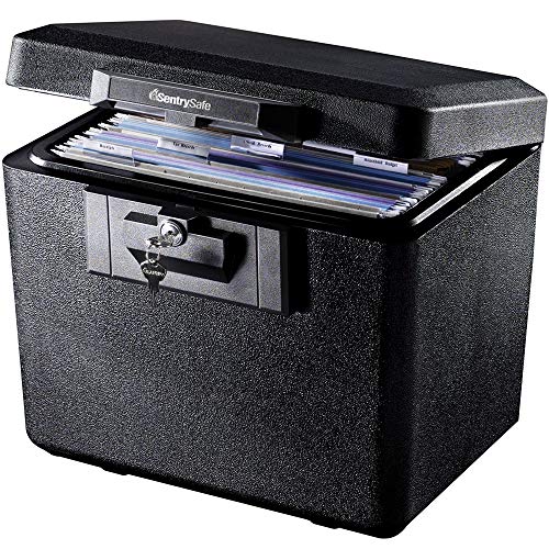 SentrySafe Fireproof Safe Box with Key Lock, Safe for Files and Documents, 0.61 Cubic Feet, 13.6 x 15.3 x 12.1 inches, 1170, black