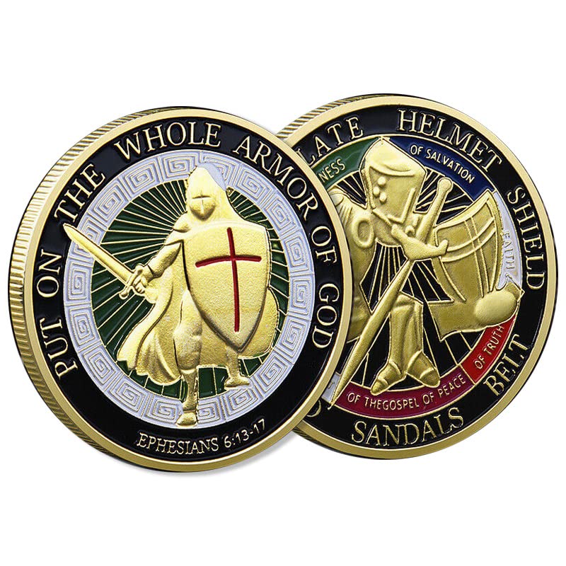 BirchRiver Put On The Whole Armor of God Crest Ephesians 6:13-17 Religious Challenge Collector Metal (1 Pcs)