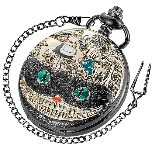 Tiong Vintage Pocket Watch Group Eagle Dial Roman Numerals Scale Quartz Pocket Watches with Chain Christmas Graduation Birthday Gifts