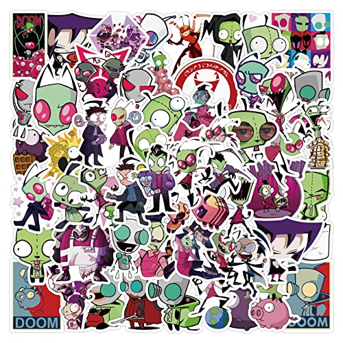 50pcs Invader Zim Stickers Funny Cartoon Anime Stickers for Kids Journal,Cute Aesthetic Cartoon Vinyl Waterproof Decals for Water Bottle Skateboard Laptops Travel Case Phone