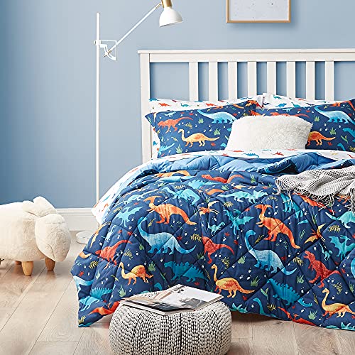 UMCHORD Dinosaur Kids Bedding Set for Boys, Twin Size Comforter Set with Sheets, 5 Pieces Soft Lightweight Bed in a Bag, Durable Children Bed Set