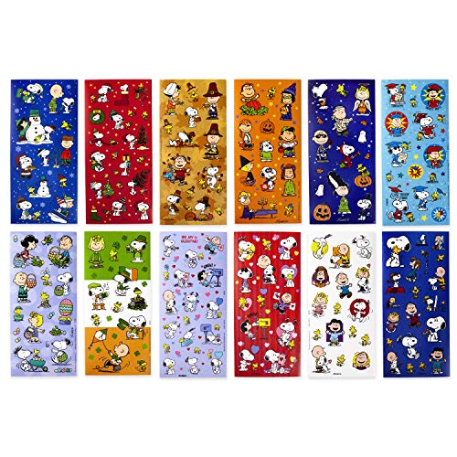 Hallmark Peanuts Stickers for Kids (Pack of 237 Stickers, 12 Sheets) for Easter, Back to School, Halloween, Holiday and More