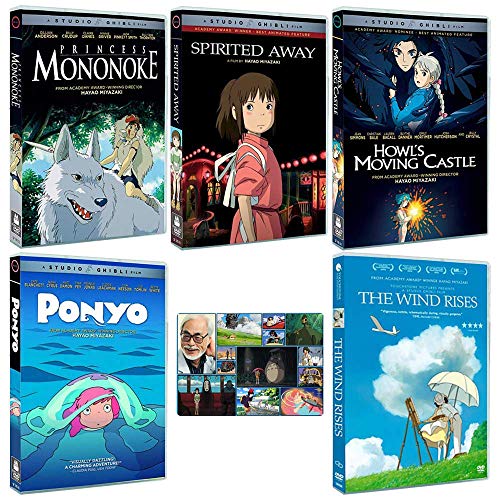 The Continued Success Collection: Written & Directed by Hayao Miyazaki (Princess Mononoke / Spirited Away / Howl's Moving Castle / Ponyo / The Wind Rises) + Bonus Art Card