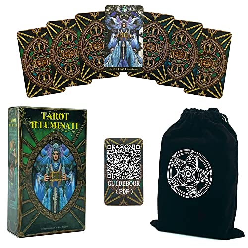 Aumtok Illuminati Tarot Cards Miniature Version Set with PDF-Guidebook & Flannel Bag, Tarot Cards for Beginners, 78 Tarot Deck
