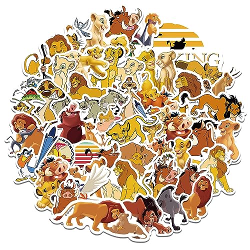 50Pcs Cartoon The Lion King Stickers for Kids, Kids Disney Cartoon Characters Birthday Party Supplies, Cute Party Favors Sticker Decals Party Decorations for Kids Boys Girls School Rewards Gifts (The