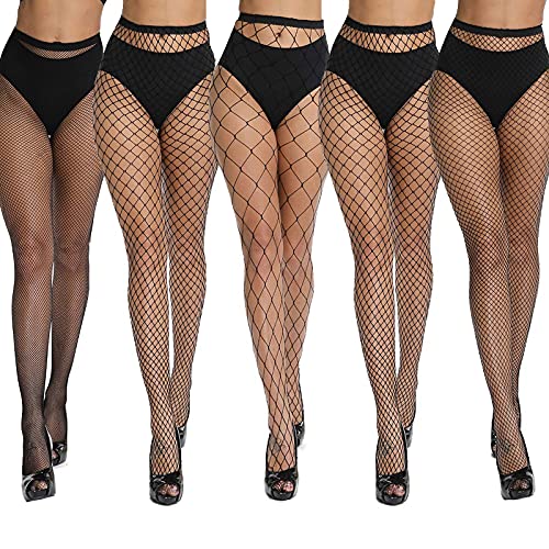 akiido Fishnet Stockings, High Waist Tights for Women, Sparkle Party Rhinestone Mesh Stockings, Fishnets Thigh High Pantyhose