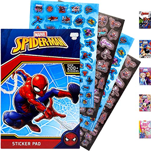 Marvel Spiderman Sticker Book Over 200+ - Perfect for Gifts, Party Favor, Goodies, Reward, Scrapbooking, Stocking Stuffer, Children Craft, Classroom, School for Kids Girls, Boys, Toddlers