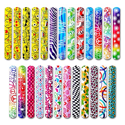 50-Piece Slap Bracelets Easter Basket Fillers for Toddlers & Kids 3-10 Bulk Snap Wristbands Party Favors 25 Unique Designs Colorful for Children's Prizes One-Size-Fits-All Toddler Party Supplies
