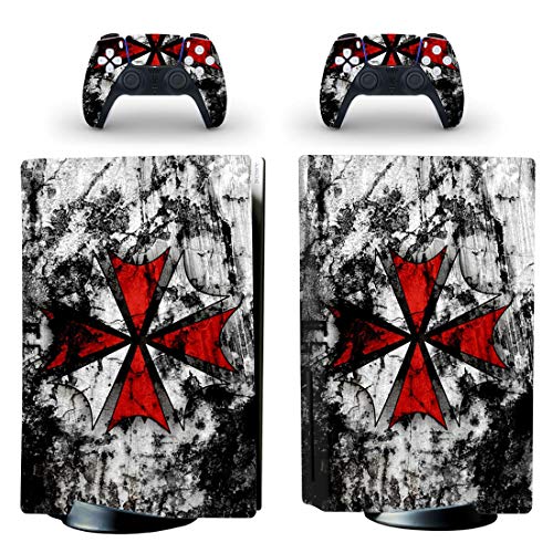 Vanknight PS-5 Standard Disc Console Controllers Full Body Vinyl Skin Sticker Decals for Play Station 5 Console and Controllers Umbrella