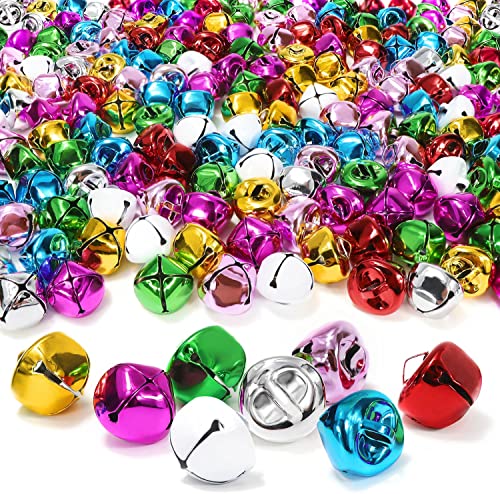Jingle Bells for Crafts, 8 Colors Large Jingle Bells Christmas Jingle Bell, Cheerful Sound Craft Bells for Wreath, Holiday Home and Christmas Decoration, 0.6 Inch, 120 Pcs