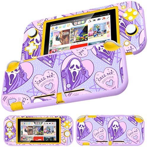 Xinocy Cute Case for Nintendo Switch Lite 2019 Kawaii Unique Funny Design Skull Slim Fashion Protective Cases Hard Shell Cover for Girls Kids Boys for Switch Lite,P Skeleton