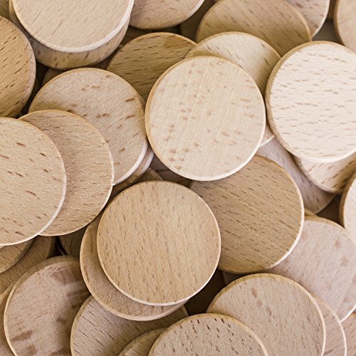 Round Unfinished 1.5' Wood Cutout Circles Chips for Arts & Crafts Projects, Board Game Pieces, Ornaments (100 Pieces)